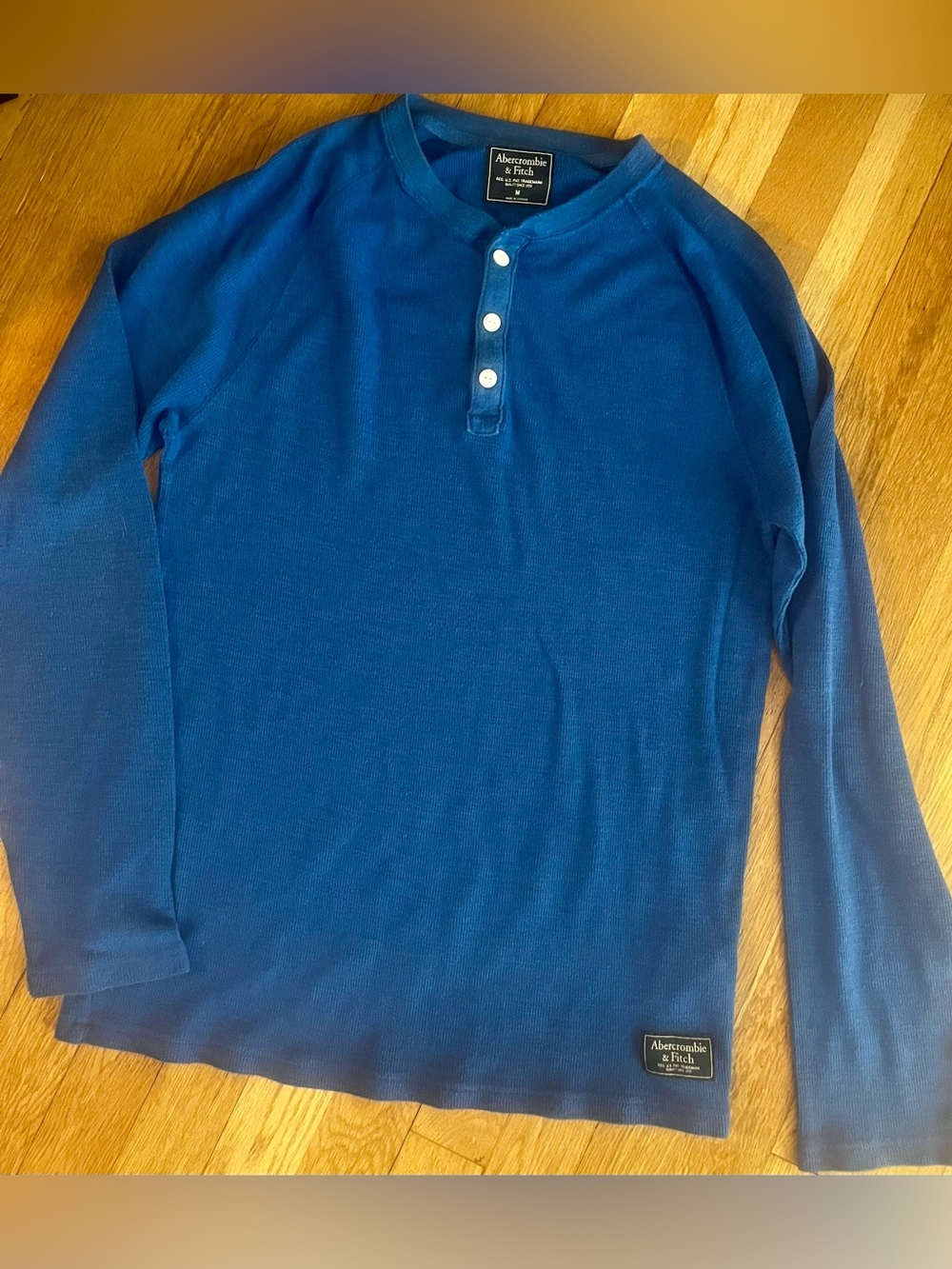 Abercrombie & Fitch Blue Henley Shirt, Sz Med